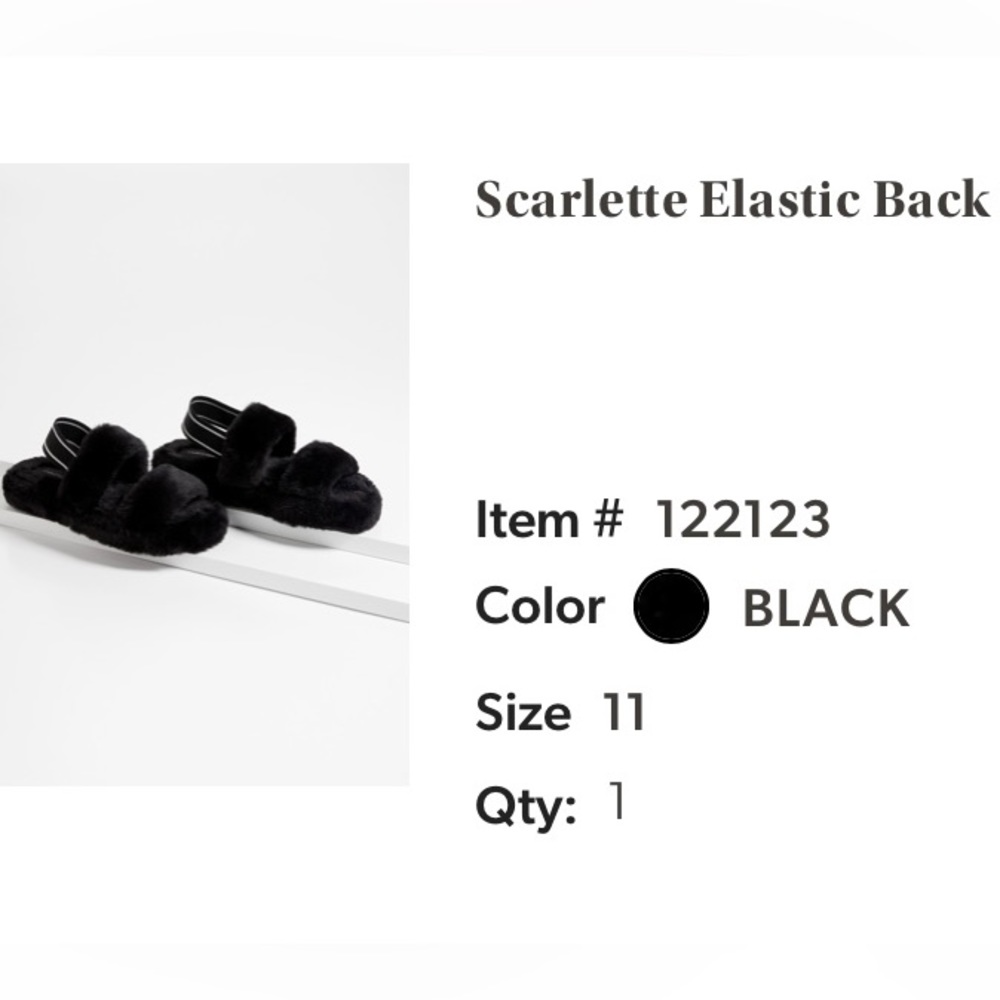 Black fuzzy slippers